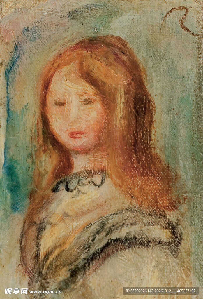 复古少女肖像油画