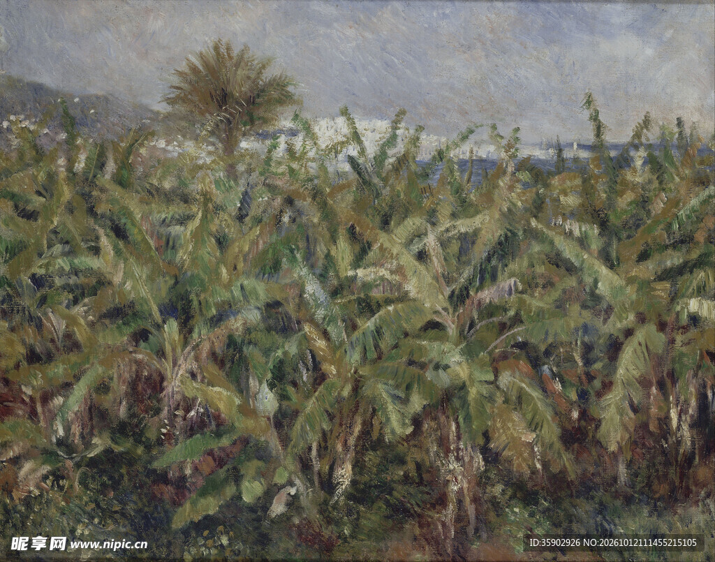 芭蕉林郊野风景油画