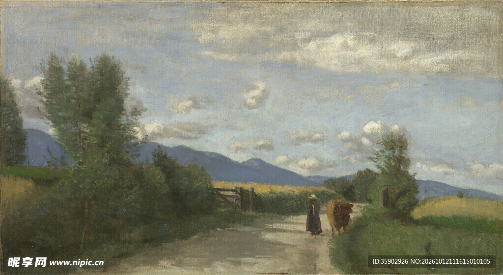 郊外田园风景油画