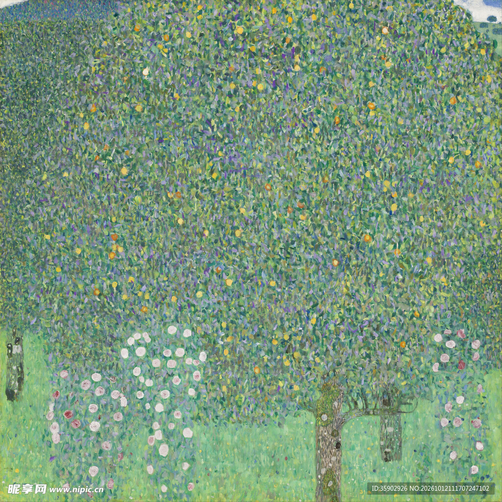 克里姆特苹果树风景油画