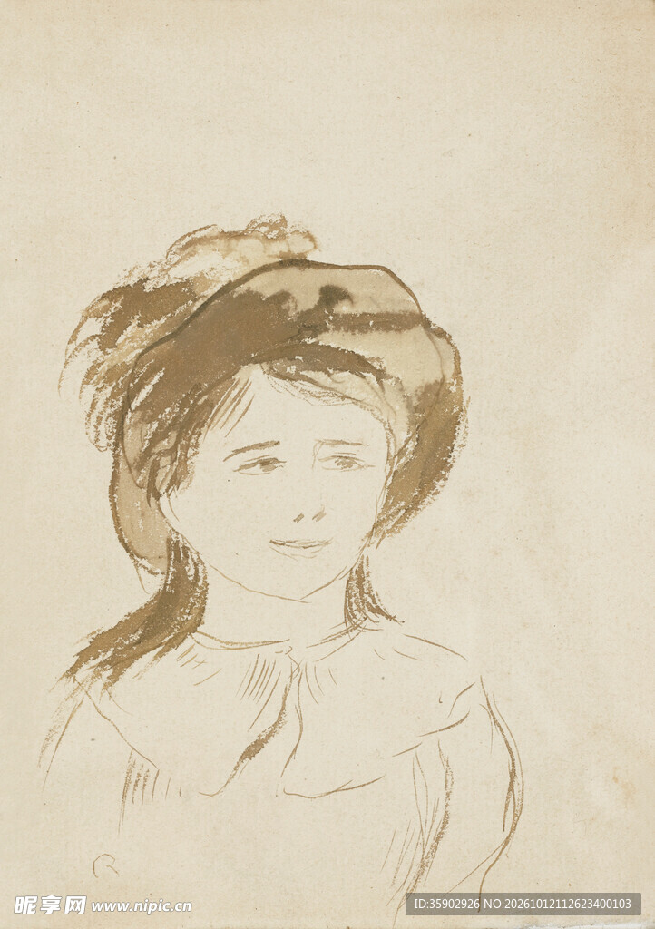 复古女性素描肖像