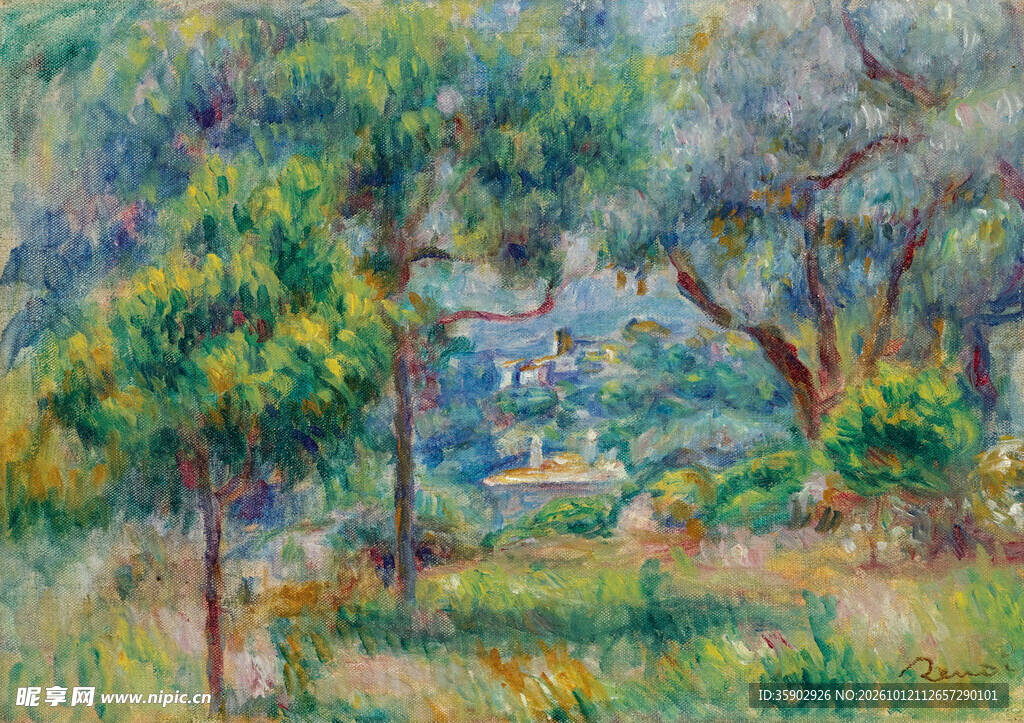 印象派林间风景油画