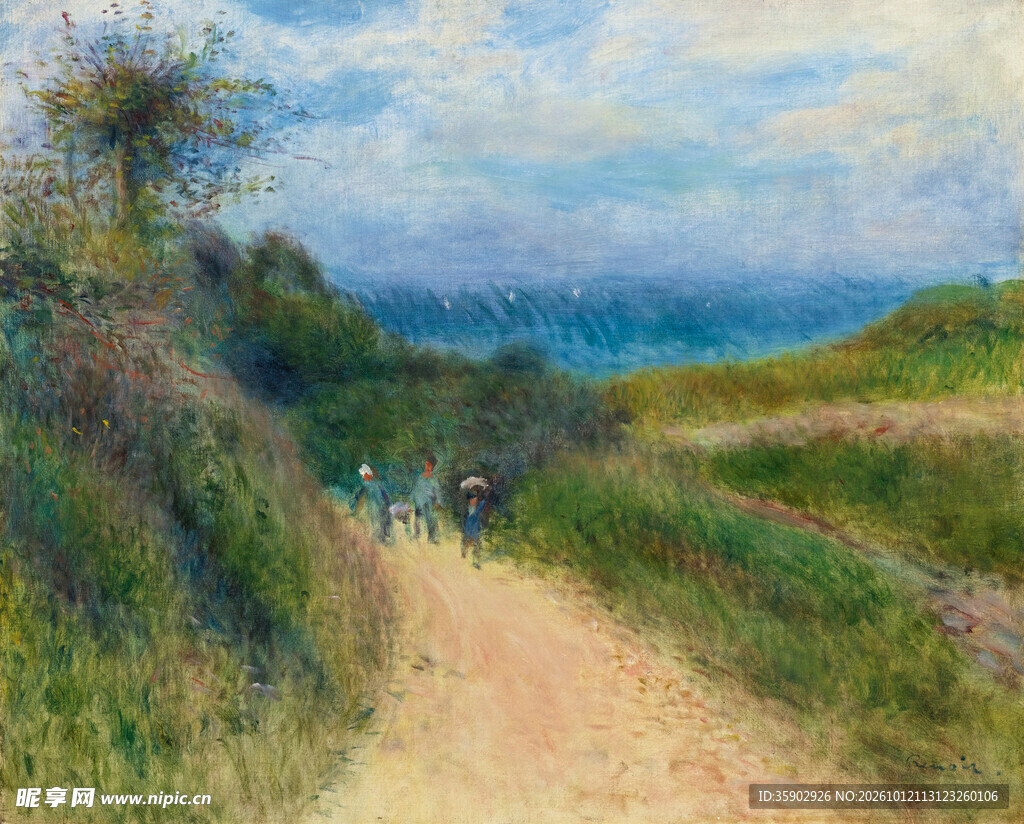 海边郊野小径风景油画