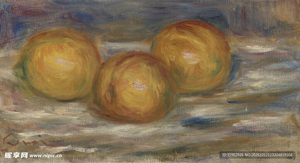 三枚水果静物油画
