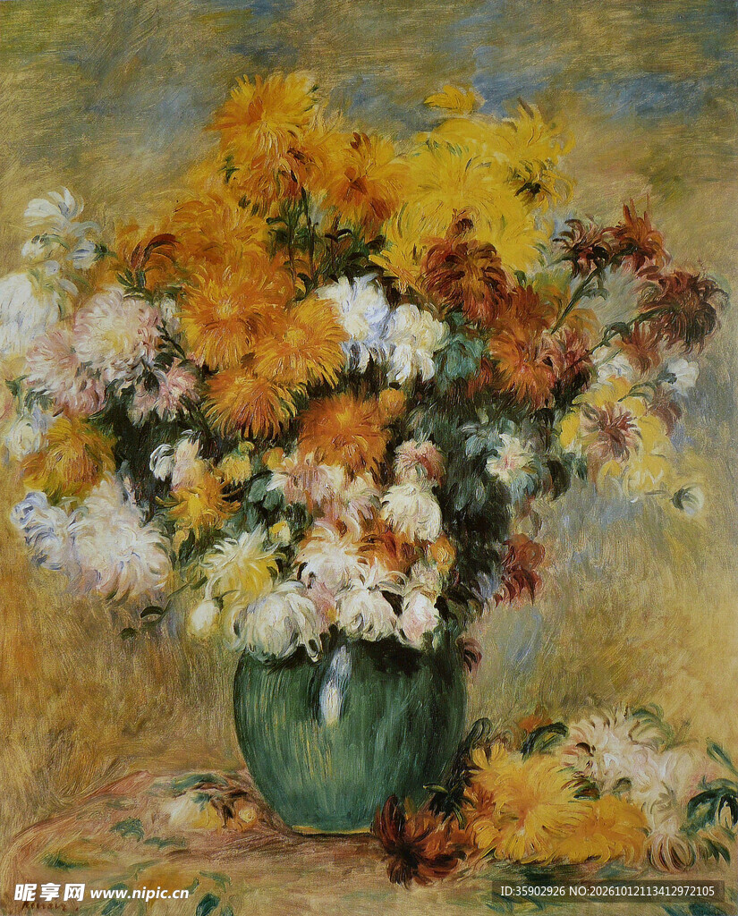 印象派瓶花静物油画
