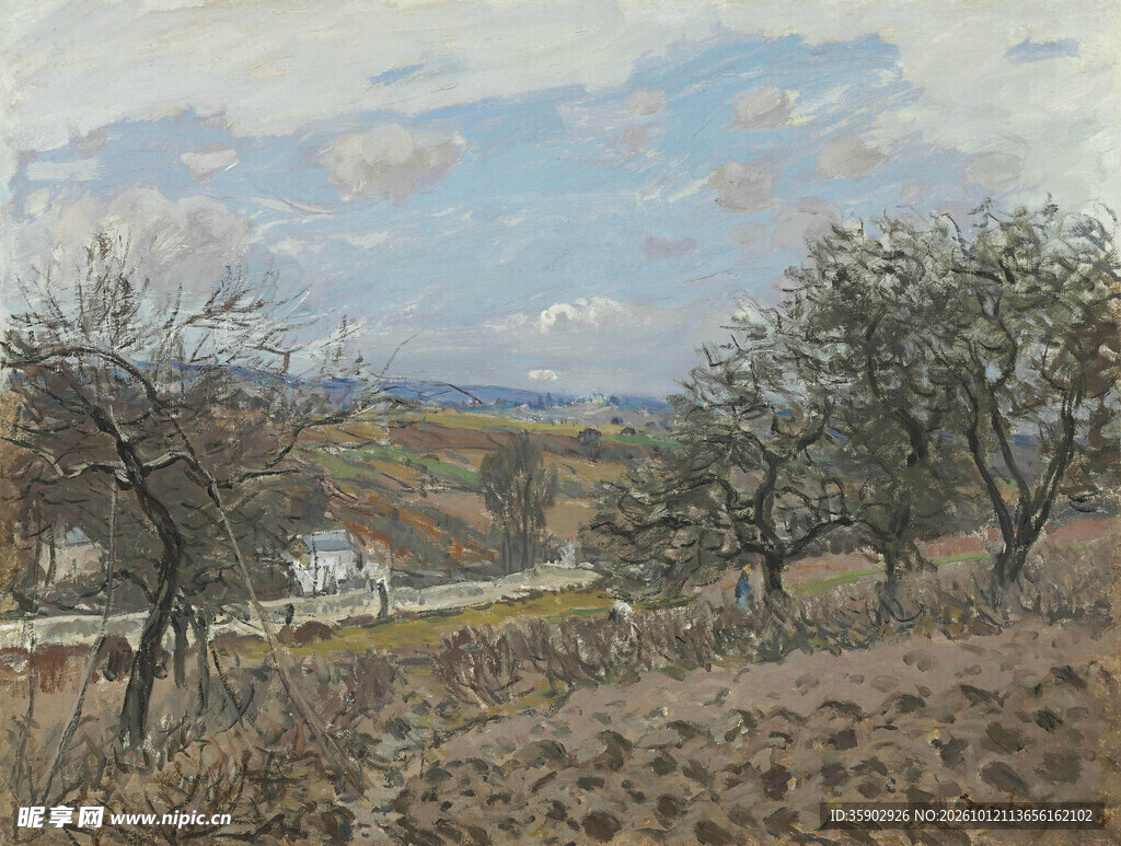 郊野乡村风景油画