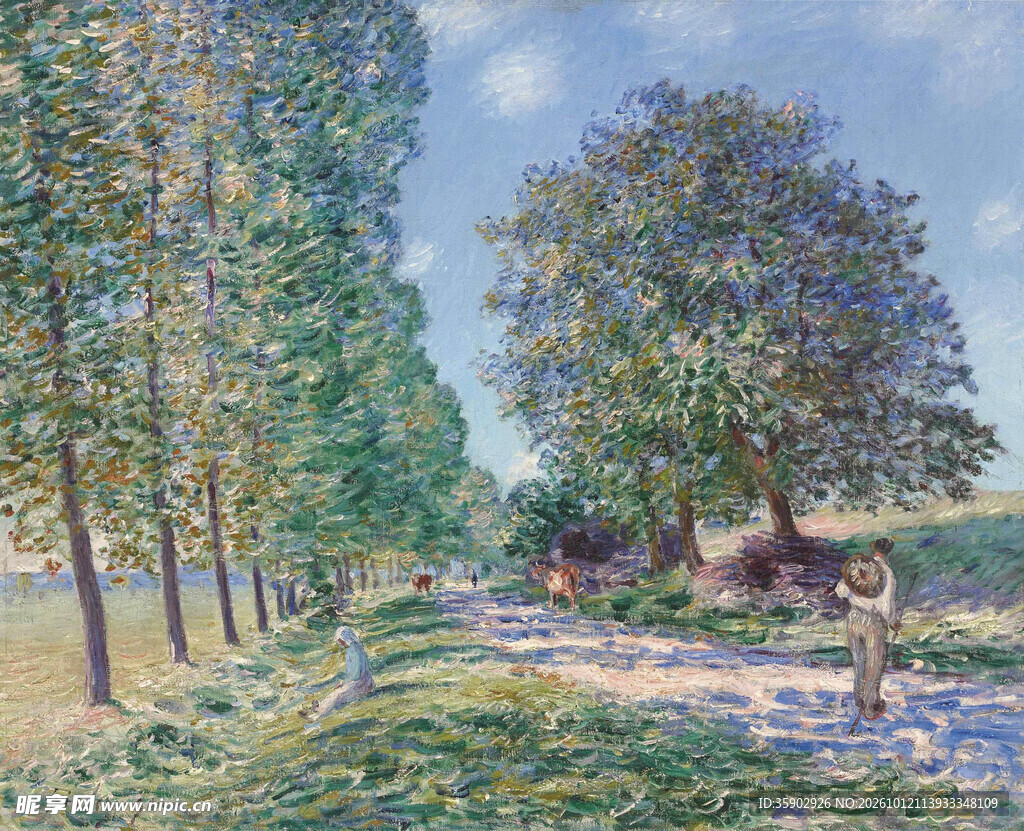郊野林间风景油画