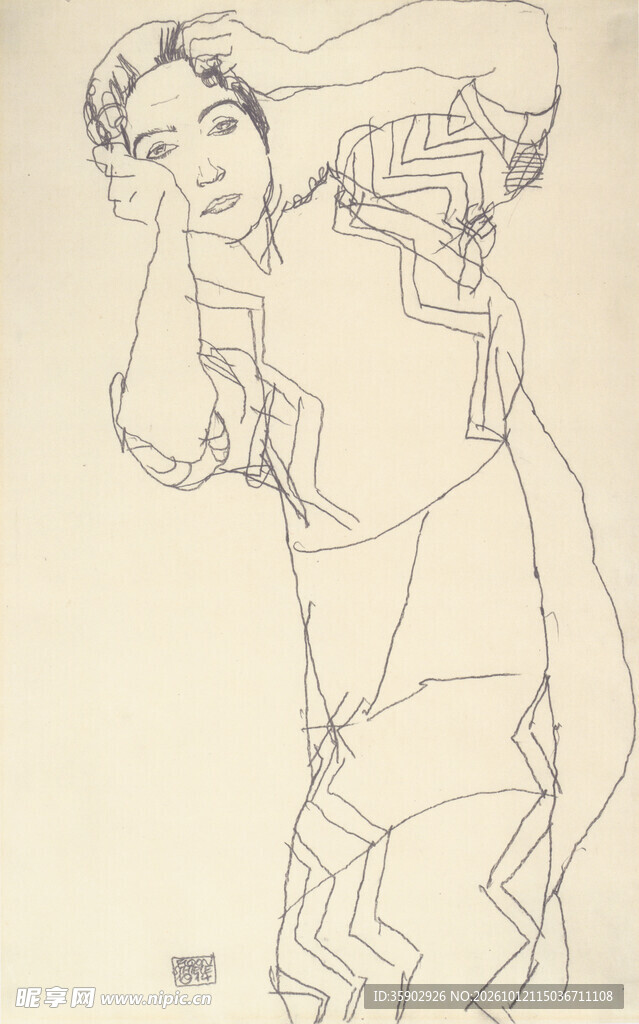 女性人物线描速写