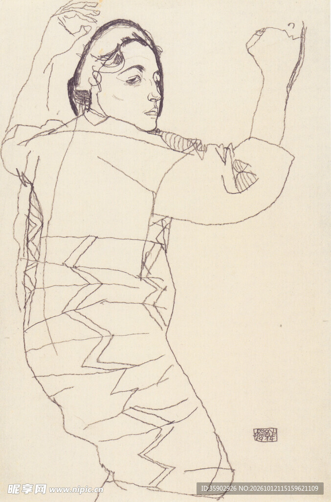 线描少数民族女子像