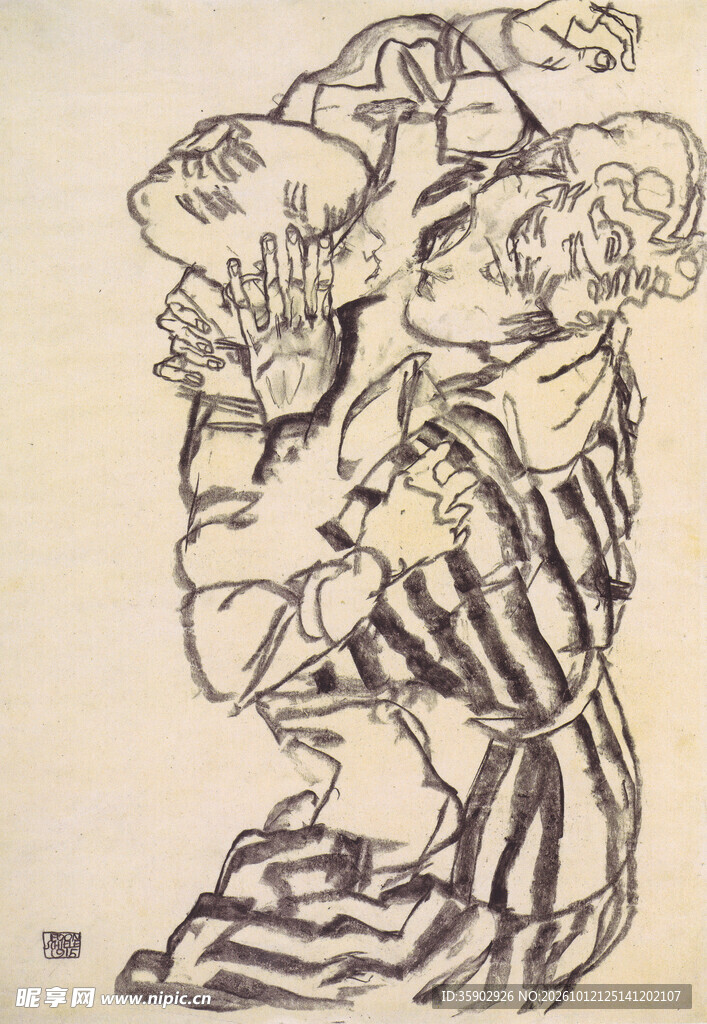 古代人物线描画稿
