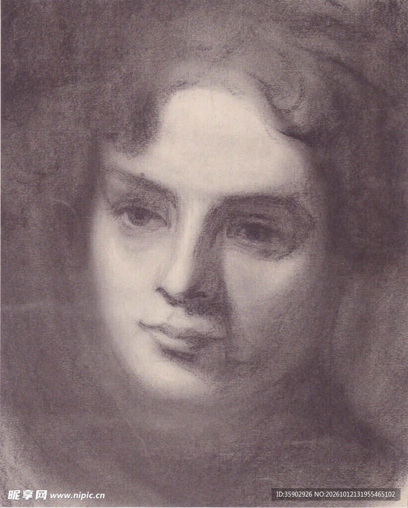 朦胧女性素描肖像