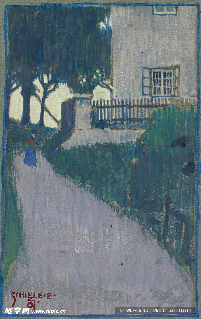 住宅旁林荫小路风景