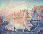 点彩派海港风景油画