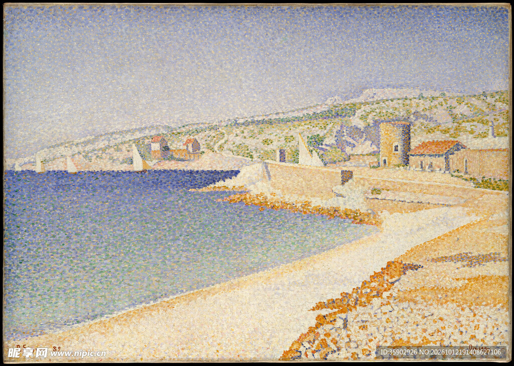 滨海沿岸风景油画