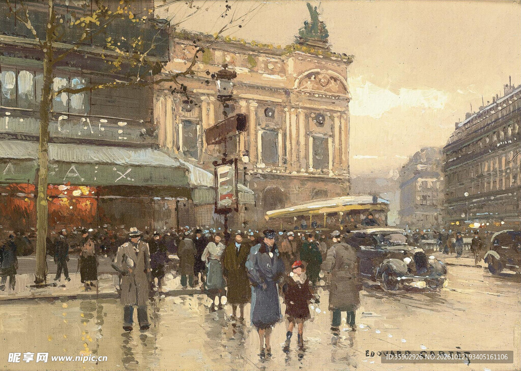 雨后巴黎街景油画