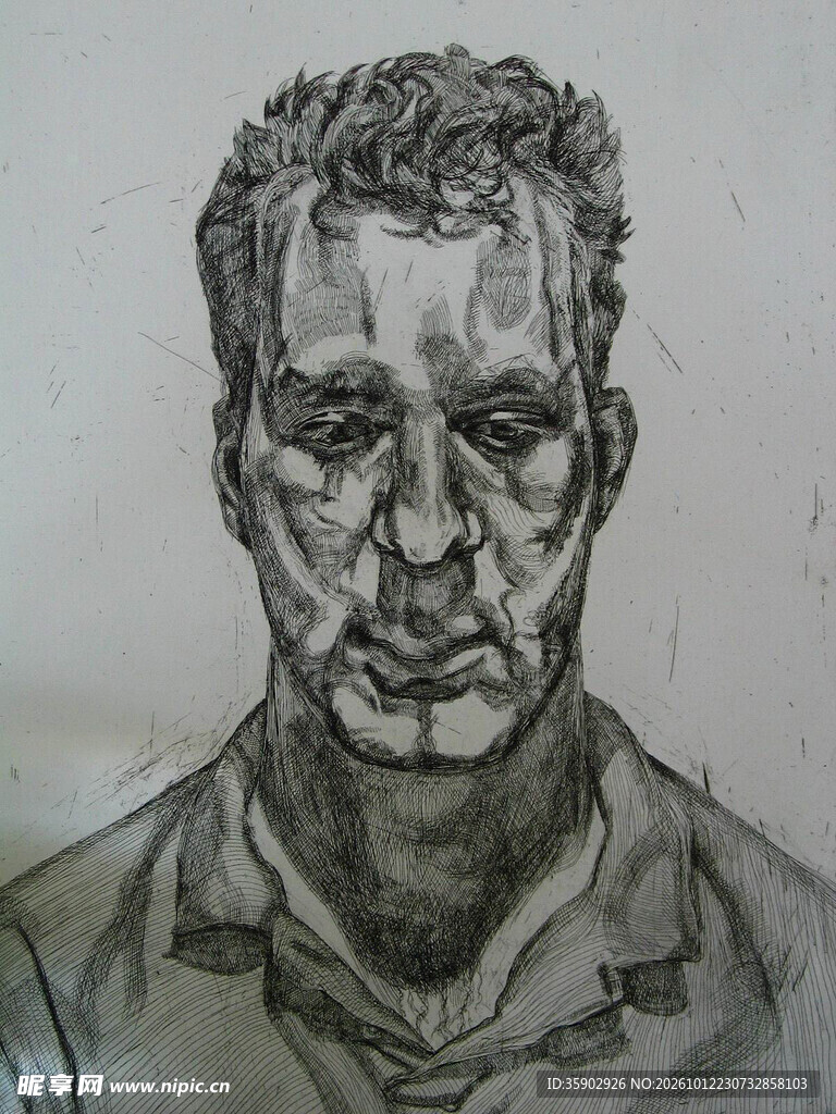男性素描头像写生