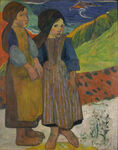 乡村少女风景油画