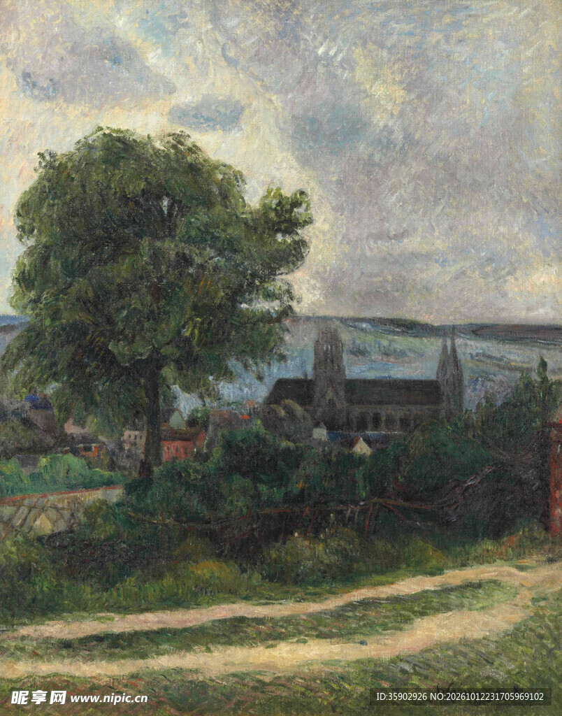 郊野乡村风景油画