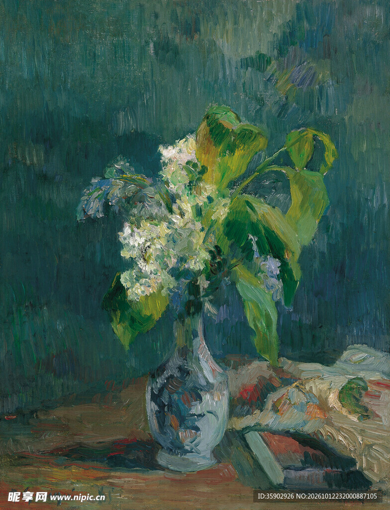 瓶花静物油画