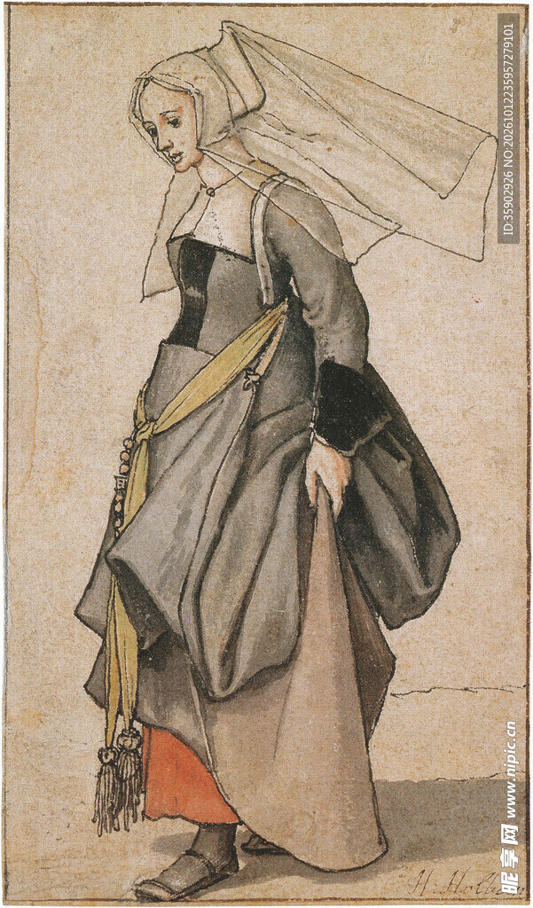 复古欧式女性服饰插画