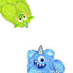 可爱毛绒小怪兽卡通免抠插画素材