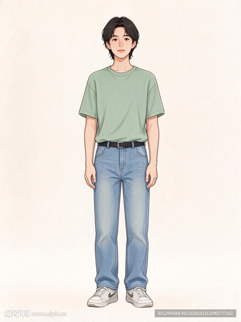 休闲少年全身手绘形象
