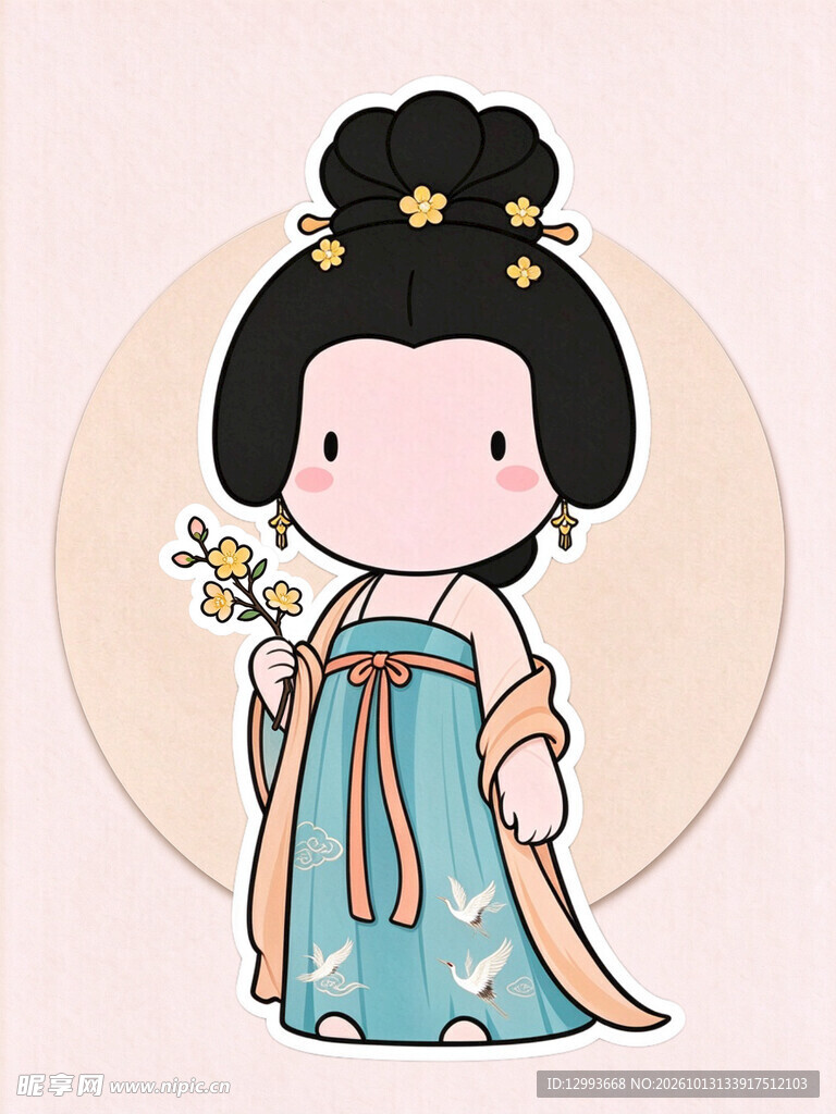 Q版古风唐代仕女插画