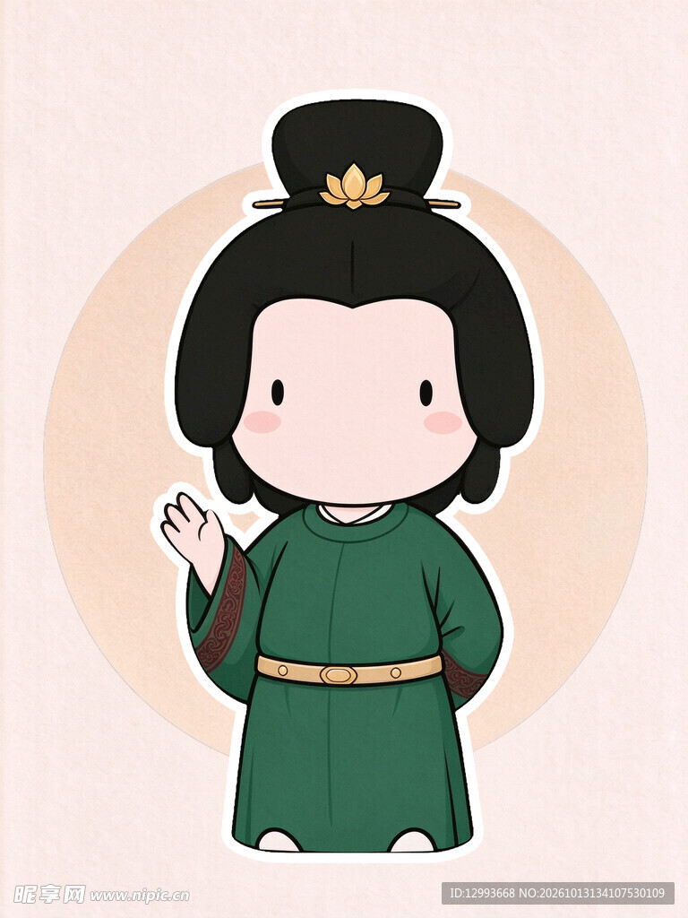 Q版古风绿衣卡通人物