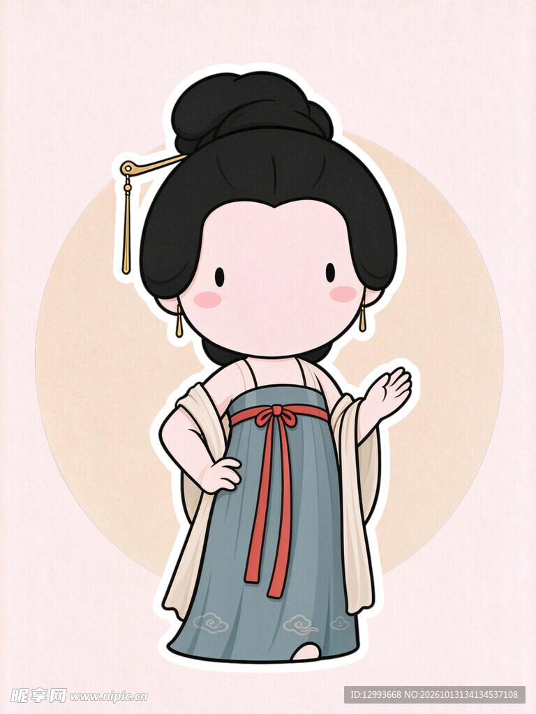 Q版古风仕女插画