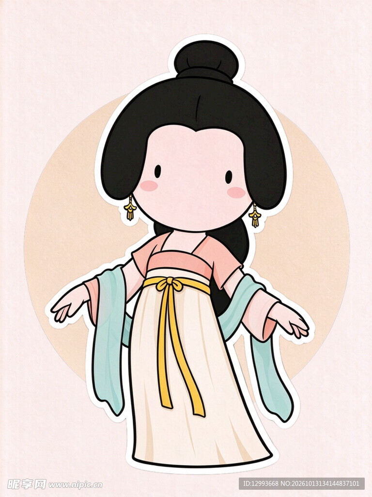 Q版古风汉服可爱仕女