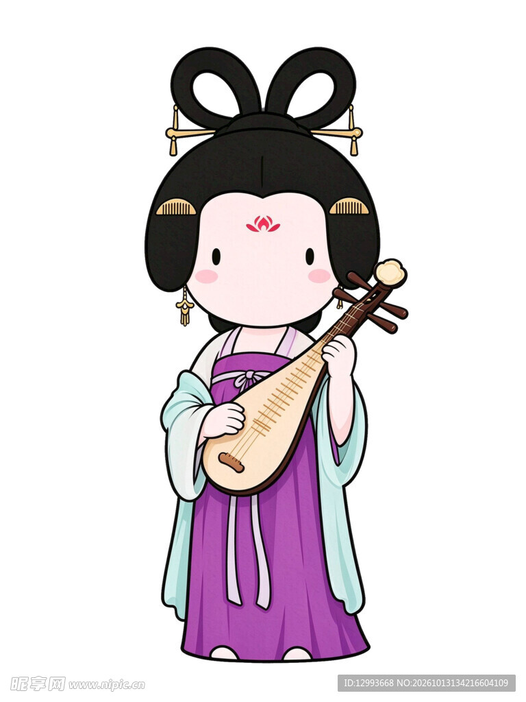 Q版唐代仕女抱琵琶
