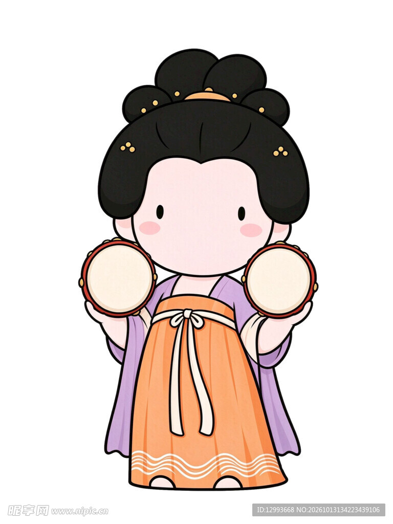 可爱Q版唐代仕女插画
