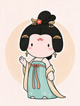 可爱Q版唐代仕女插画
