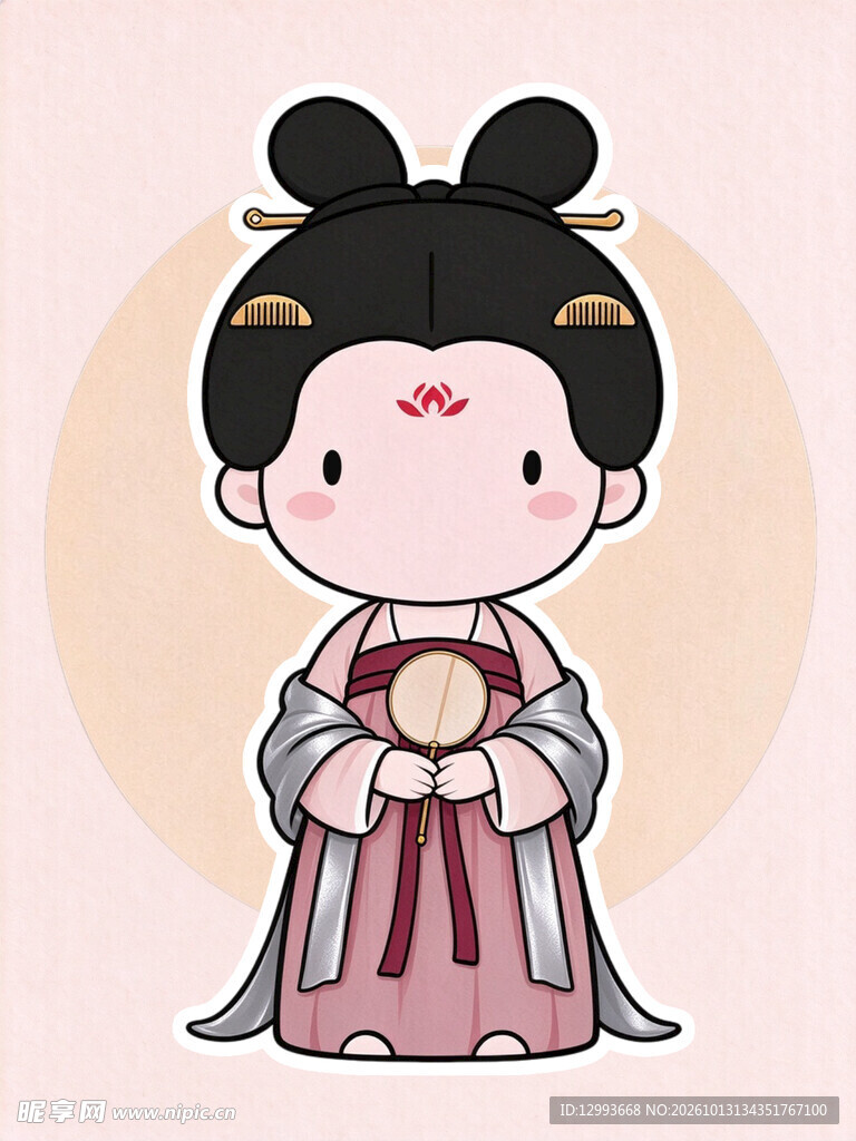 Q版古风可爱仕女插画