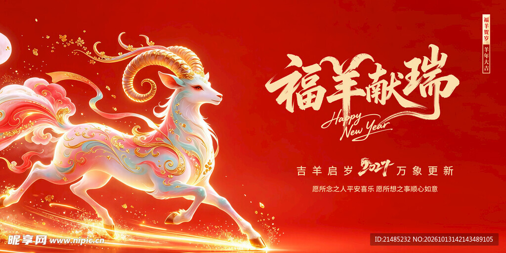 福羊献瑞新春贺岁海报