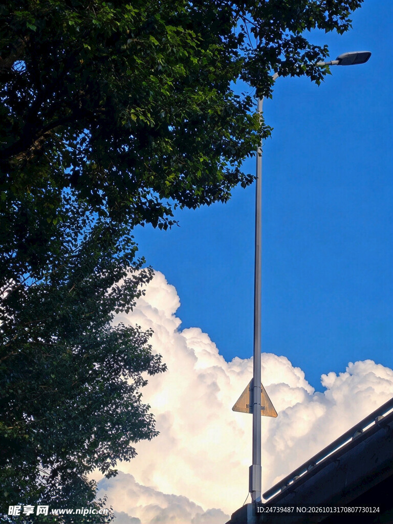 晴日蓝天街边小景
