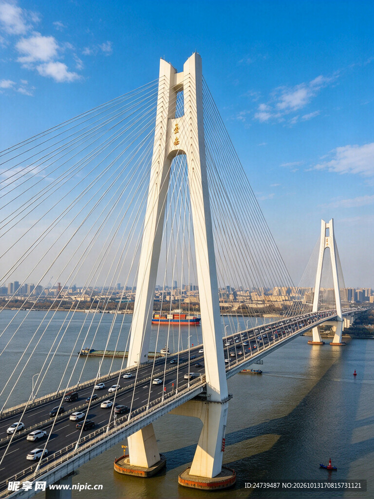 跨江斜拉大桥风光