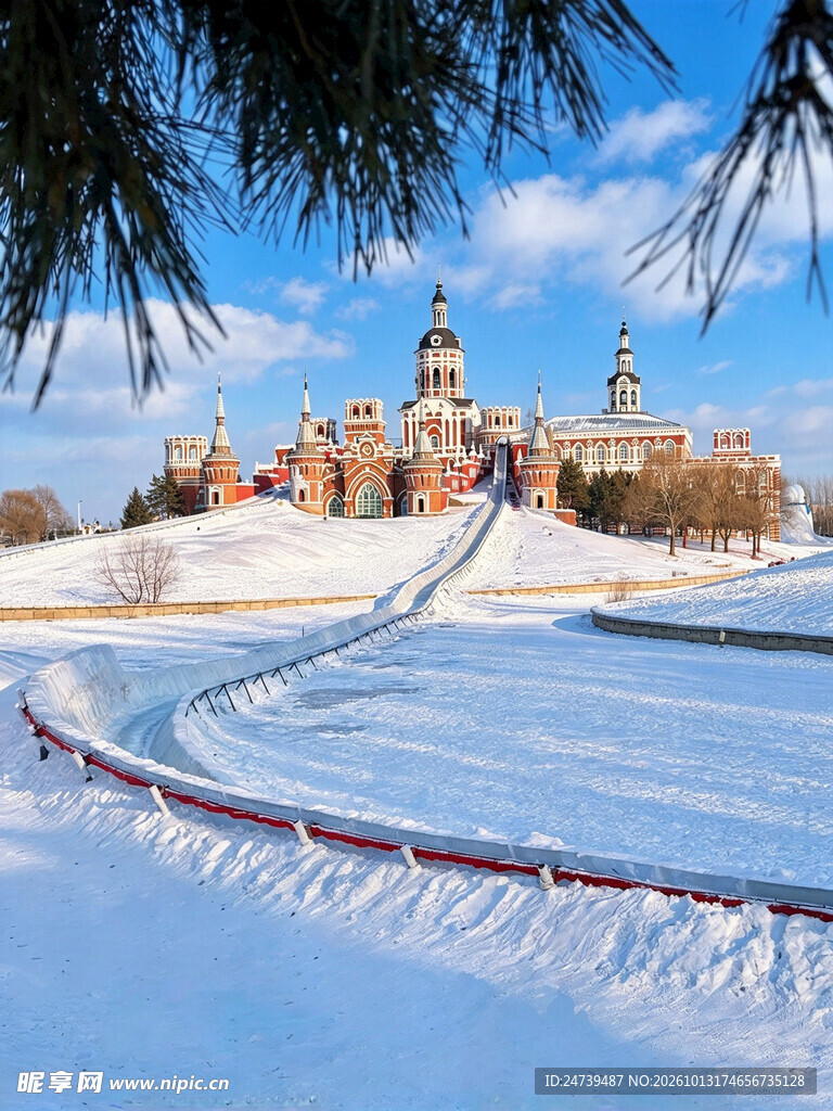 冬日雪后城堡风光