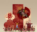 新中式囍字婚礼迎宾布置