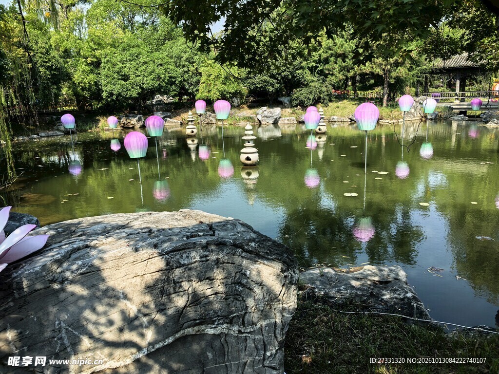 园林池塘水景风光