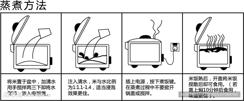 蒸煮方法矢量图