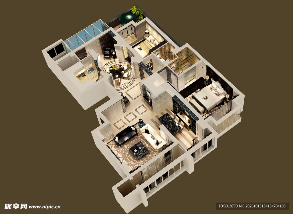 全屋户型3D立体效果图