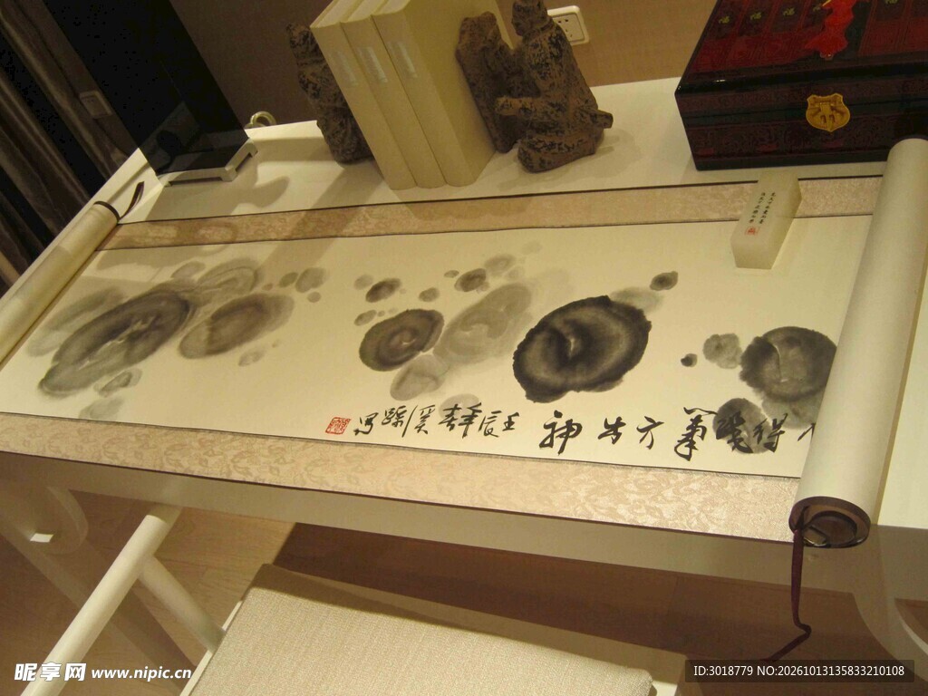 馆藏水墨古画卷轴