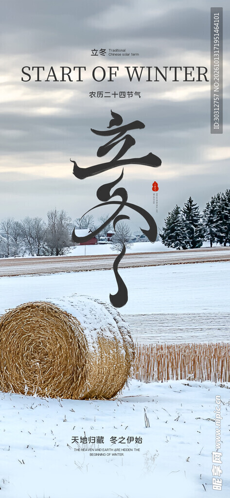 立冬节气雪景创意海报