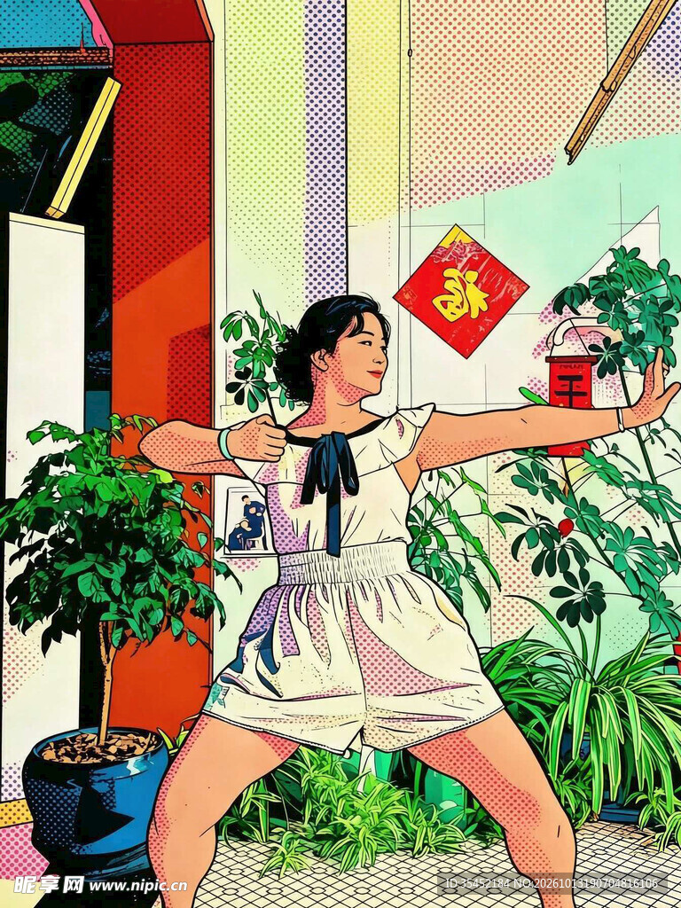 练武术插画