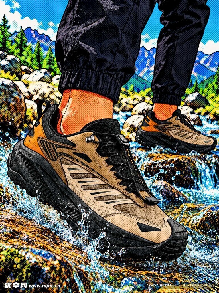 户外徒步插画
