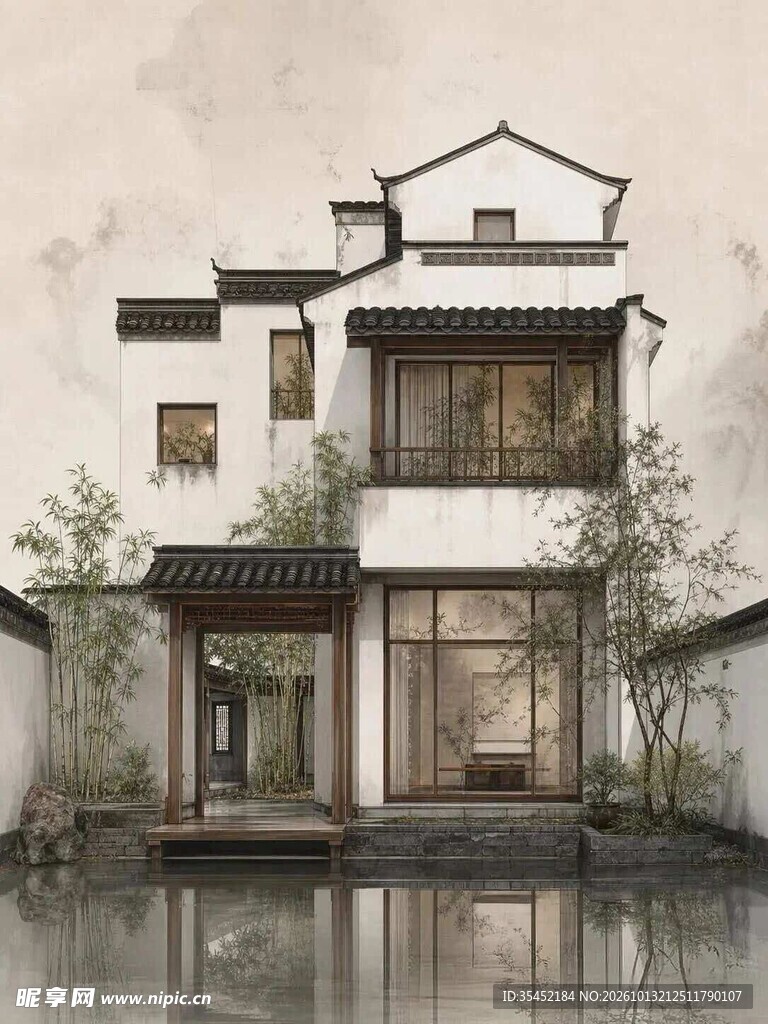 徽派建筑国画