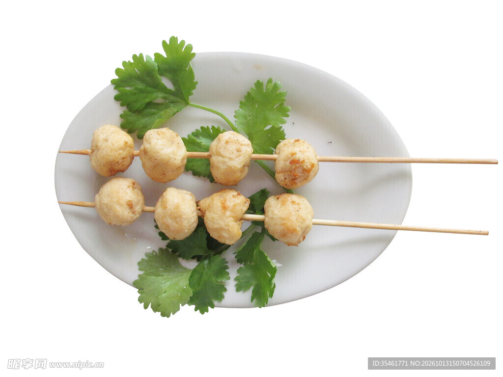 美味肉丸串摆盘