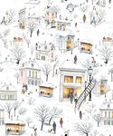 冬日雪中小镇温馨街景