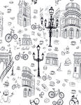 复古欧式街景线描图案
